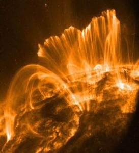 Solar flare running toward Earth