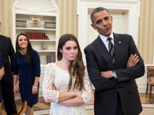 President Barack Obama and McKayla Maroney are not impressed